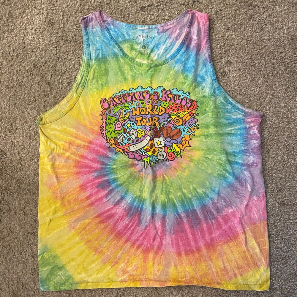 Caffeine & Kilos tie-dye tank top XL